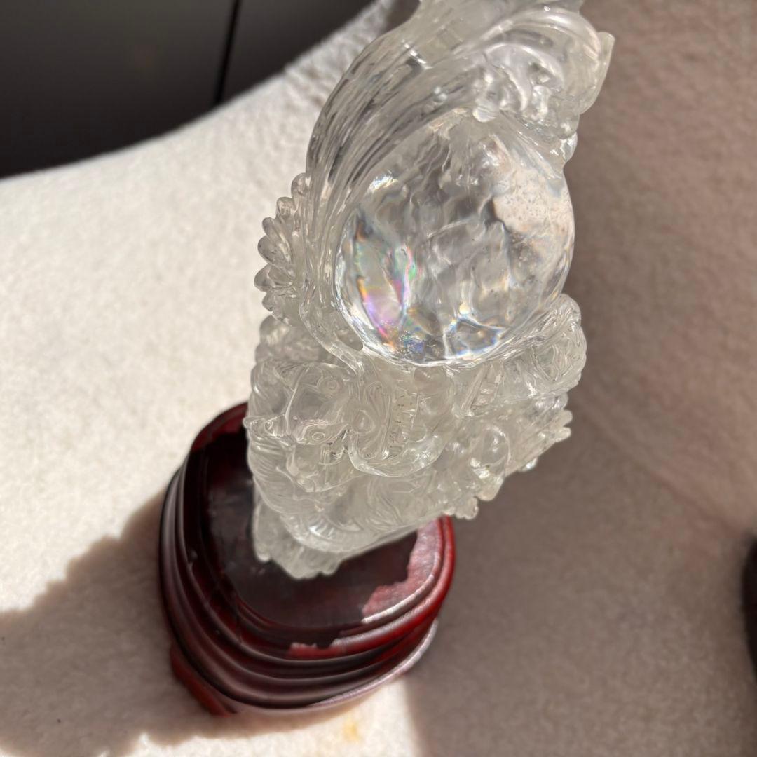 天然石　レインボー　 登り龍 置物1254ｇ