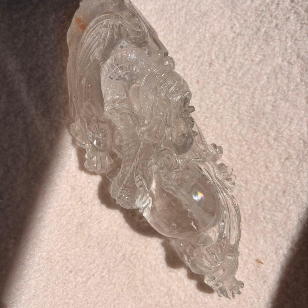 天然石　レインボー　 登り龍 置物1254ｇ