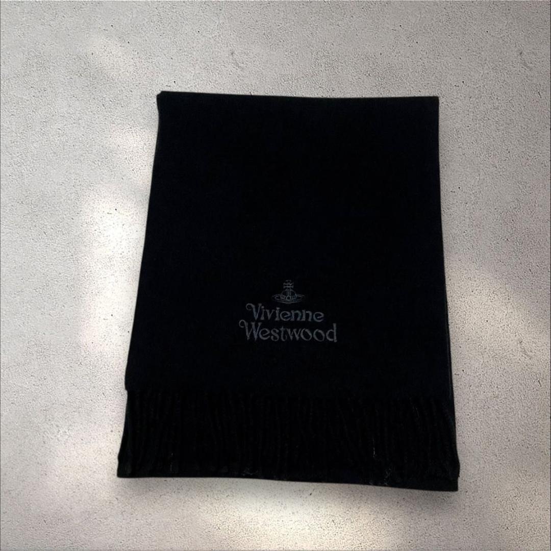 未使用級 ヴィヴィアンウエストウッド イタリア製 マフラー 刺繍 黒 y2k