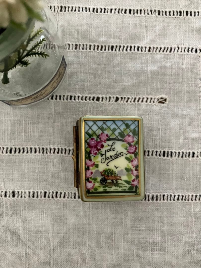 リモージュボックス アンティークガーデニングブック てんとう虫 フランス製 本