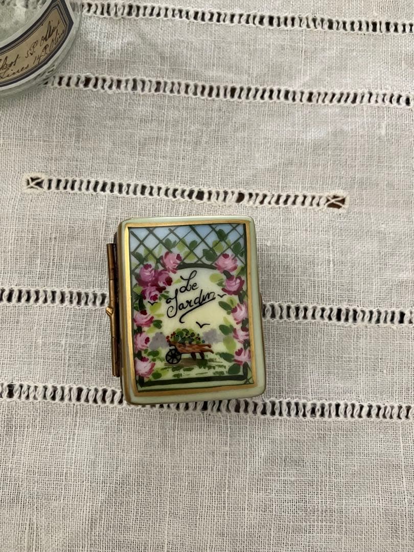 リモージュボックス アンティークガーデニングブック てんとう虫 フランス製 本