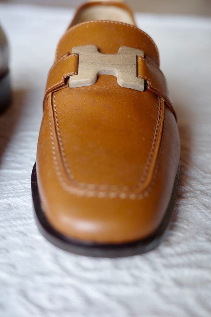 正規品・極美品】HERMES ローファー 36.5 木製Hバックル 箱付き