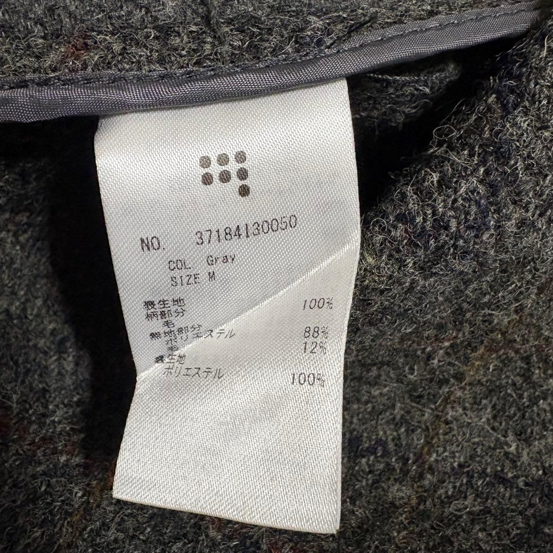 美品 ハリスツイード メンズ ステンカラー コート　M チェック ウール100%