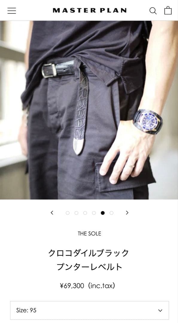 定価69,300円 THE SOLE プンターレベルト クロコダイル サイズ95