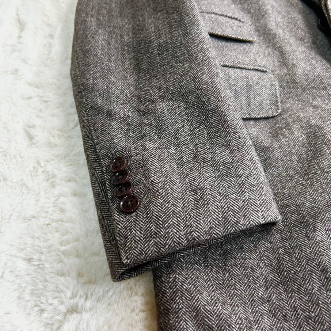 美品　GLR ロロピアーナ ヘリンボーン　チェスターコート グレージュ　S