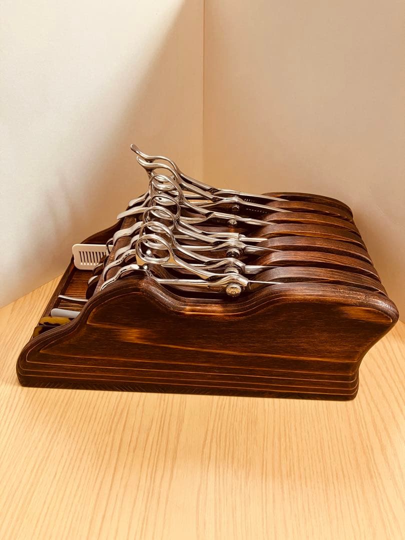 木製シザートレイ　シザートレー　シザースタンド　ハサミ皿　Aタイプ