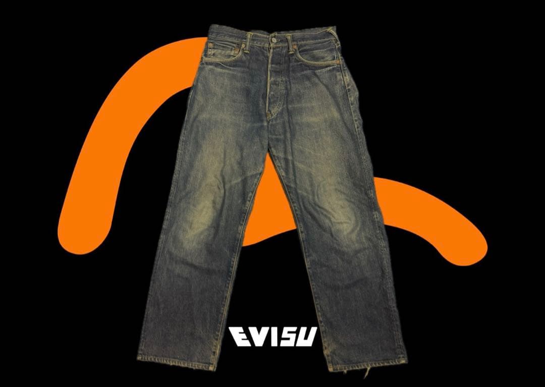 EVISU No2 lot2001 黄色カモメ 32×35 隠しリベット 縦落ち