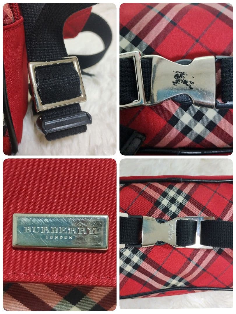 ✨️希少【バーバリーロンドン】ウエストポーチ ボディバッグ ノバチェック レッド