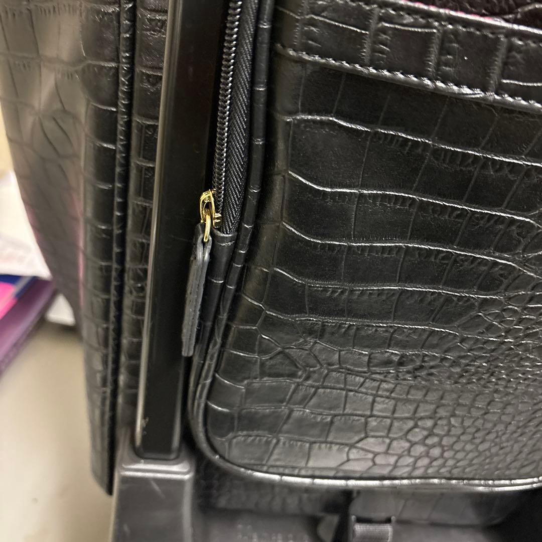 SWANY クロコ型押し キャリーバッグ 黒 ストッパー付き