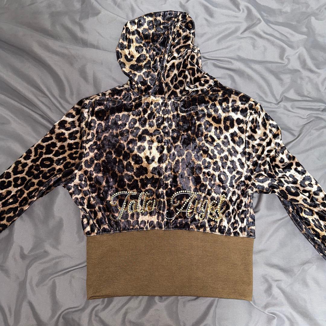 ラインストーン ヒョウ柄ベロアパーカー Y2K 平成ギャル - メルカリ
