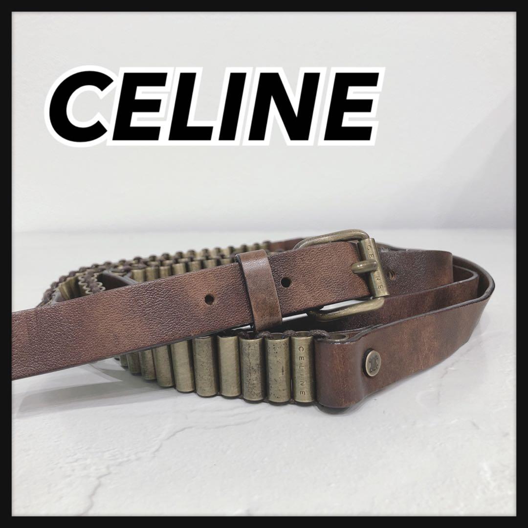 ☆CELINE☆ セリーヌ ガンベルト 2連ベルト ブラウン レザー - メルカリ