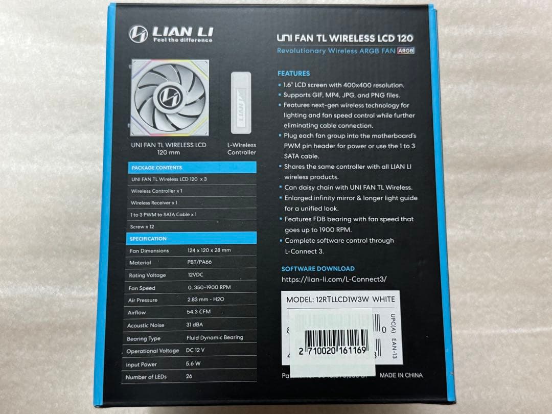 Lian Li UNI FAN TL WIRELESS LCD 120 ホワイト