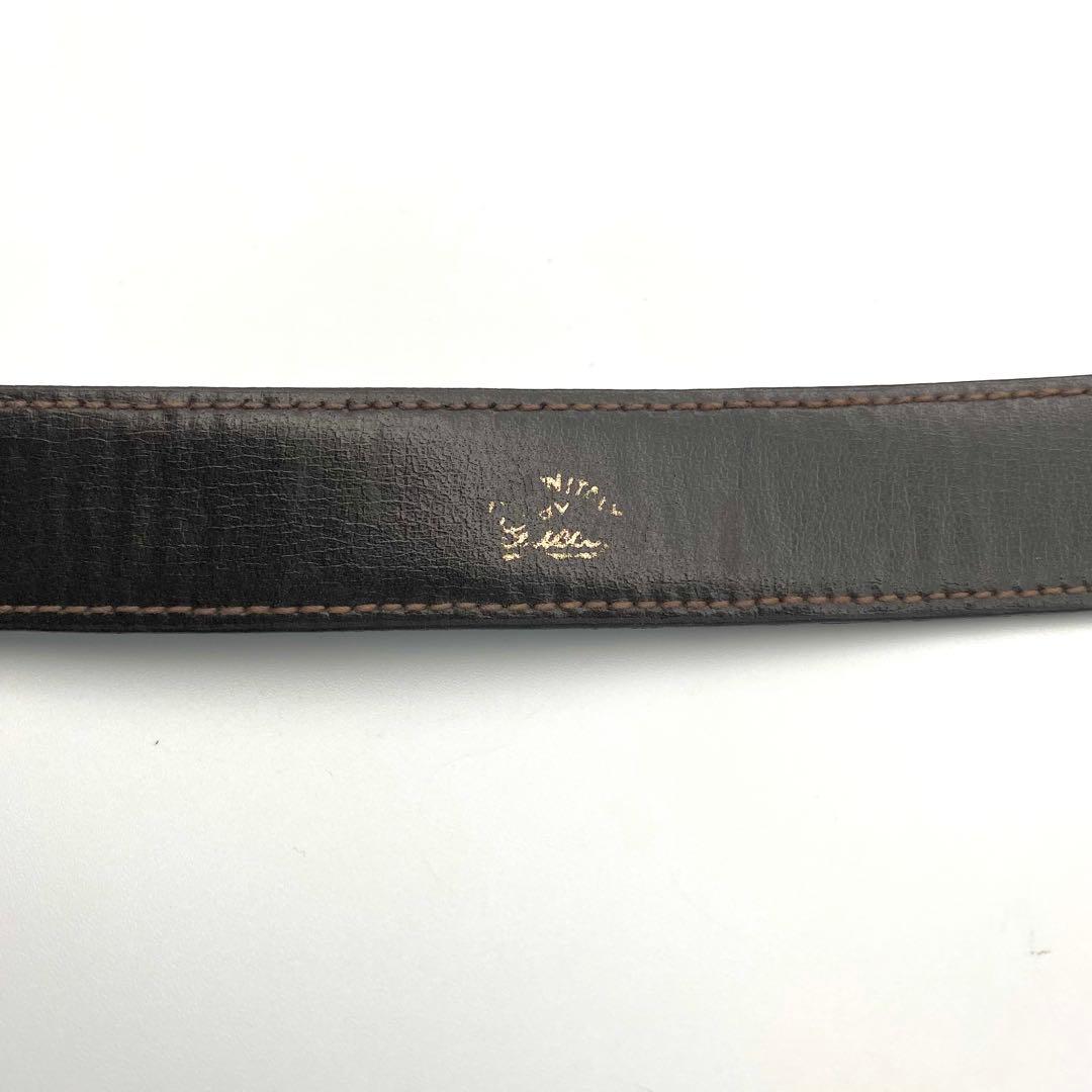 【希少】OLD GUCCI グッチ ヴィンテージ ロゴ ベルト 筆記体 ブラウン