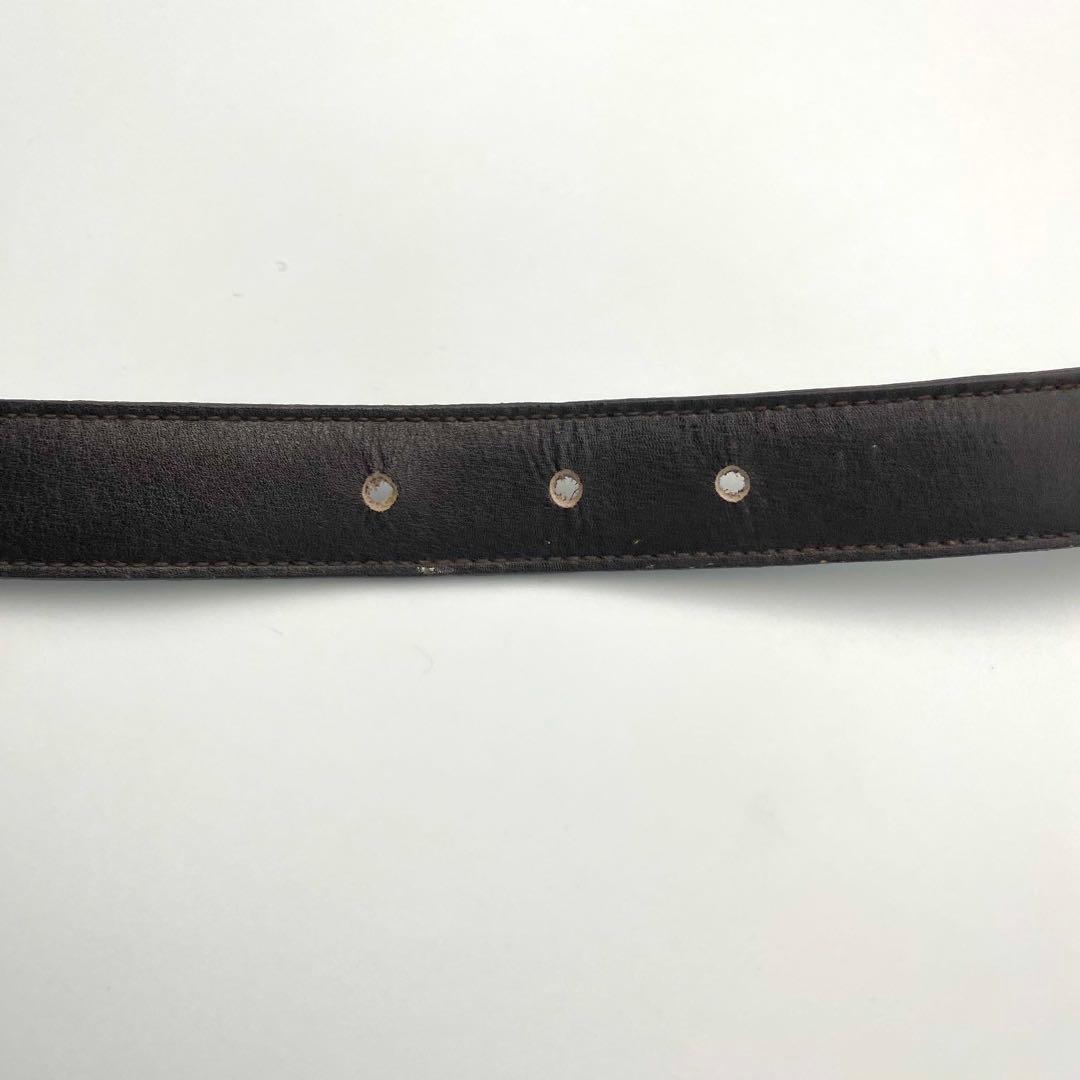 【希少】OLD GUCCI グッチ ヴィンテージ ロゴ ベルト 筆記体 ブラウン