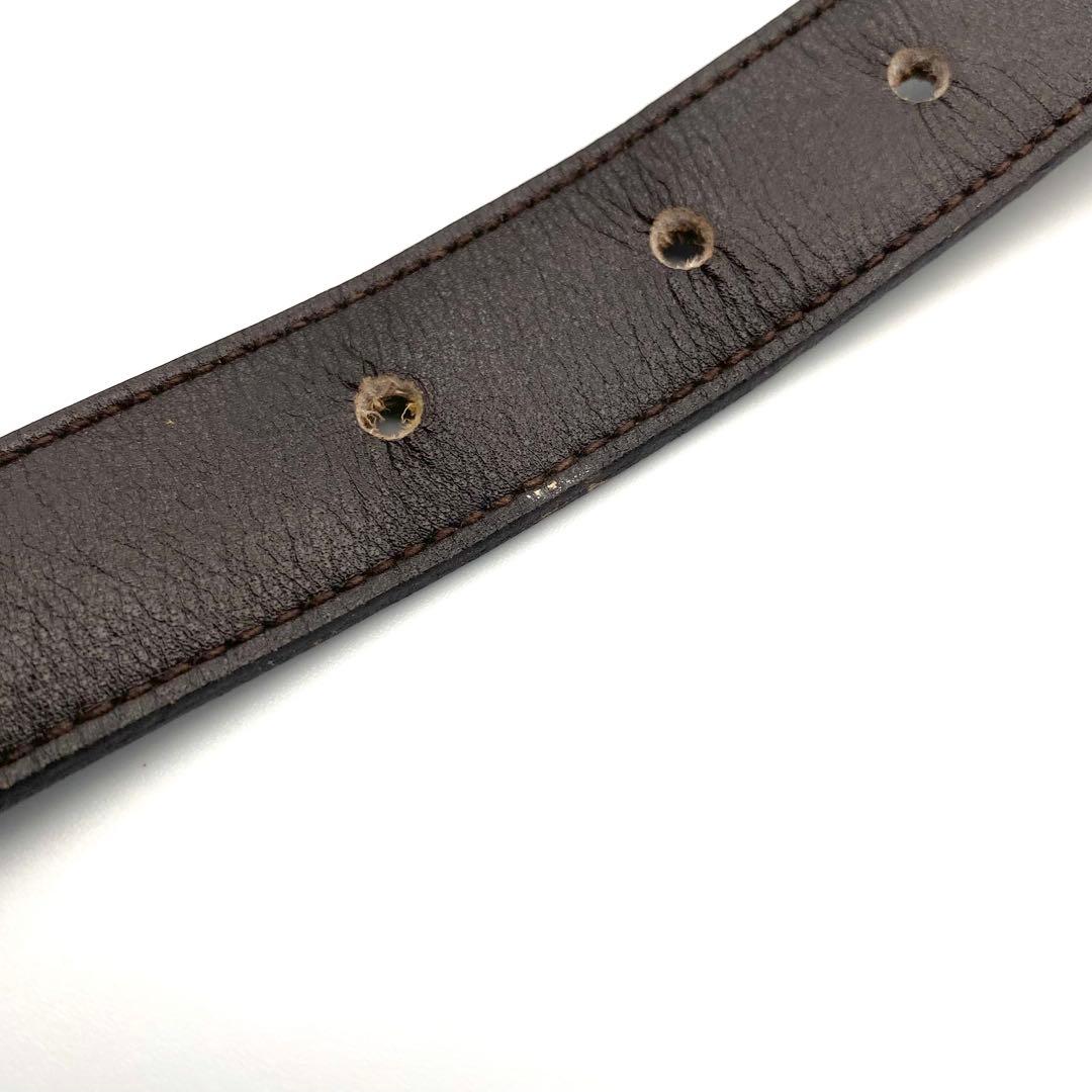 【希少】OLD GUCCI グッチ ヴィンテージ ロゴ ベルト 筆記体 ブラウン