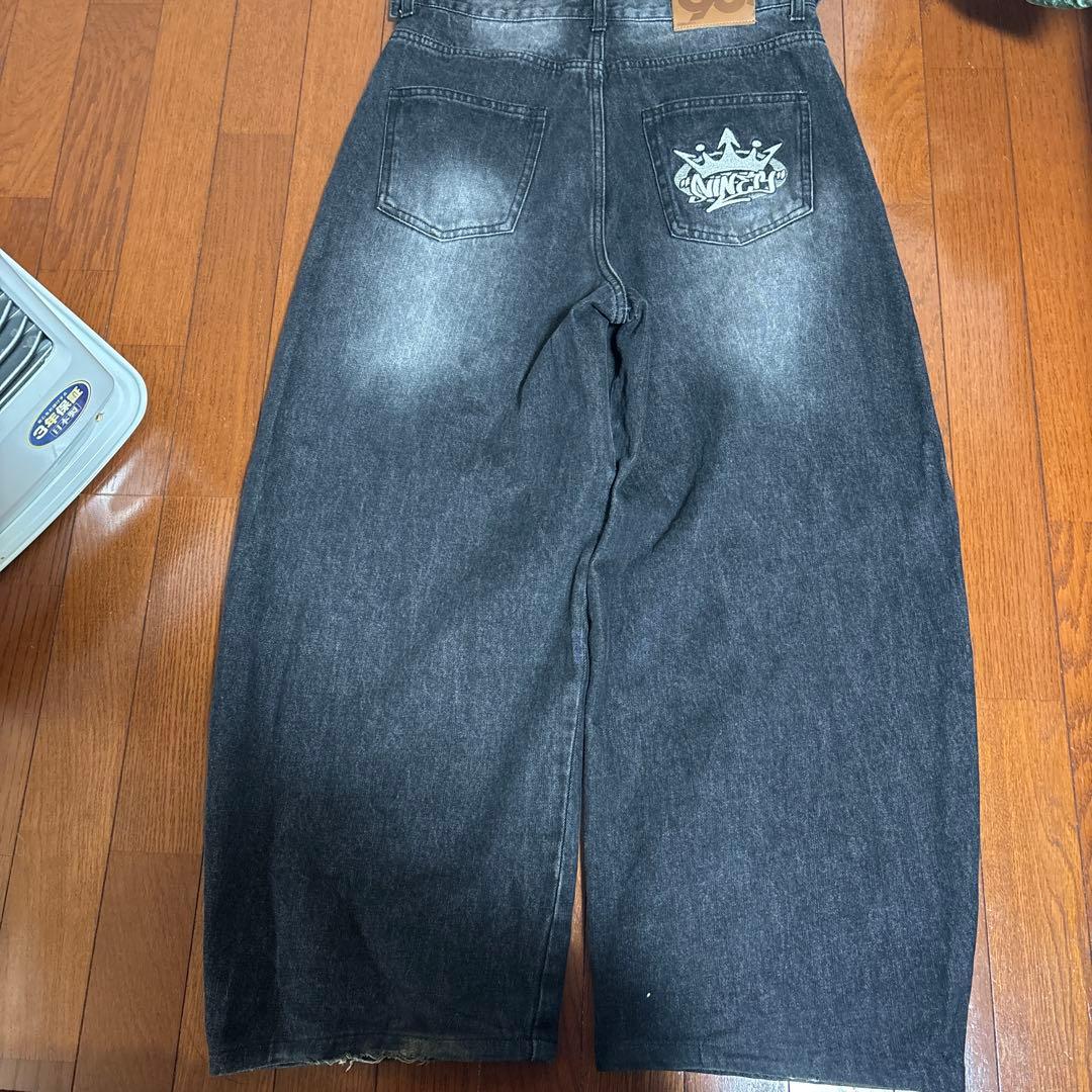 9090 King Logo Slub Denim Buggy Pants M - メルカリ