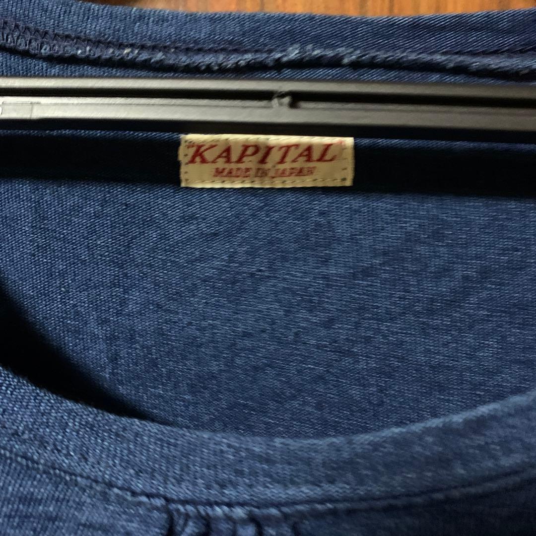 KAPITAL ネイビー 星柄 七分袖ワンピース