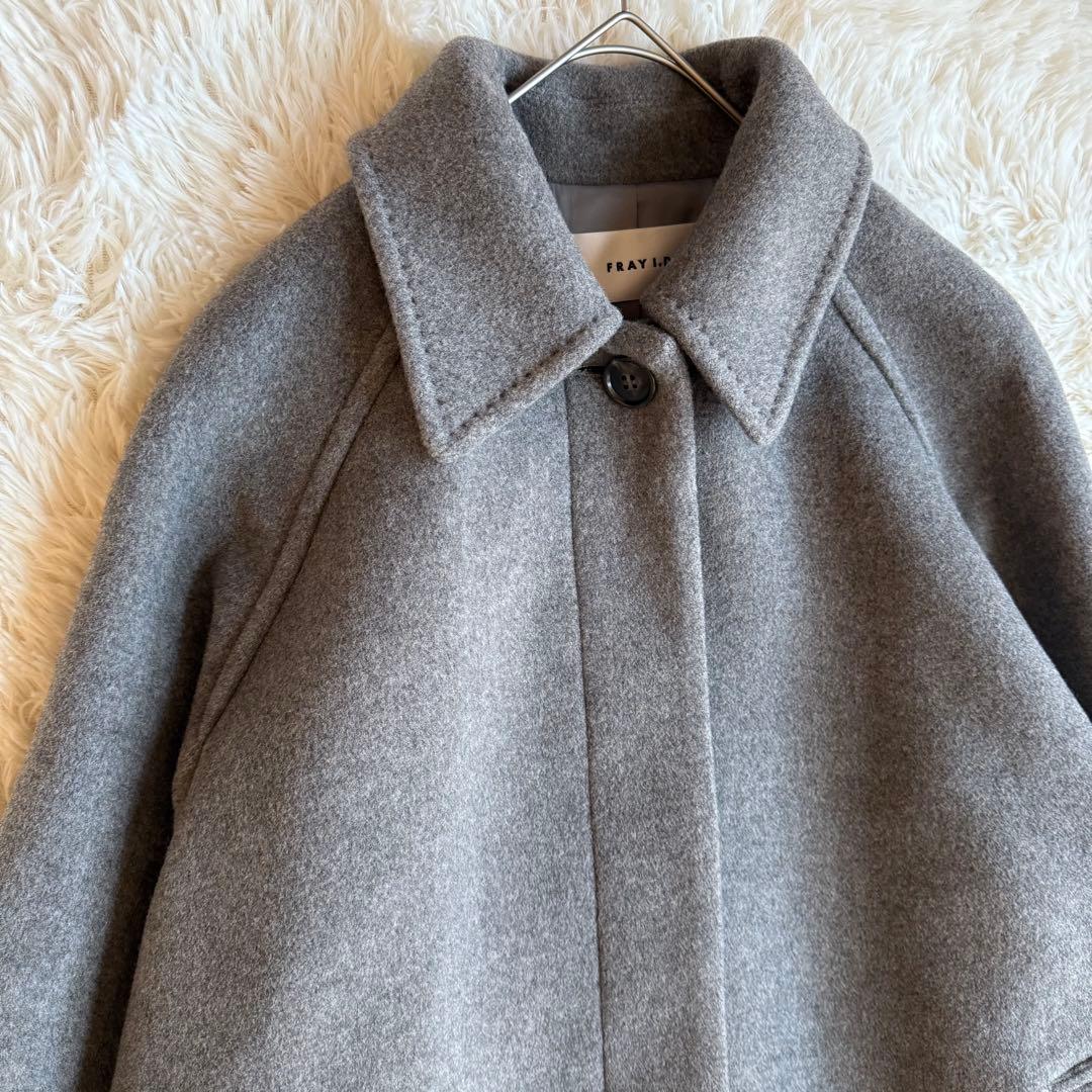 FRAY I.D フレイアイディー バルマカン ロングコート グレー カシミヤ混