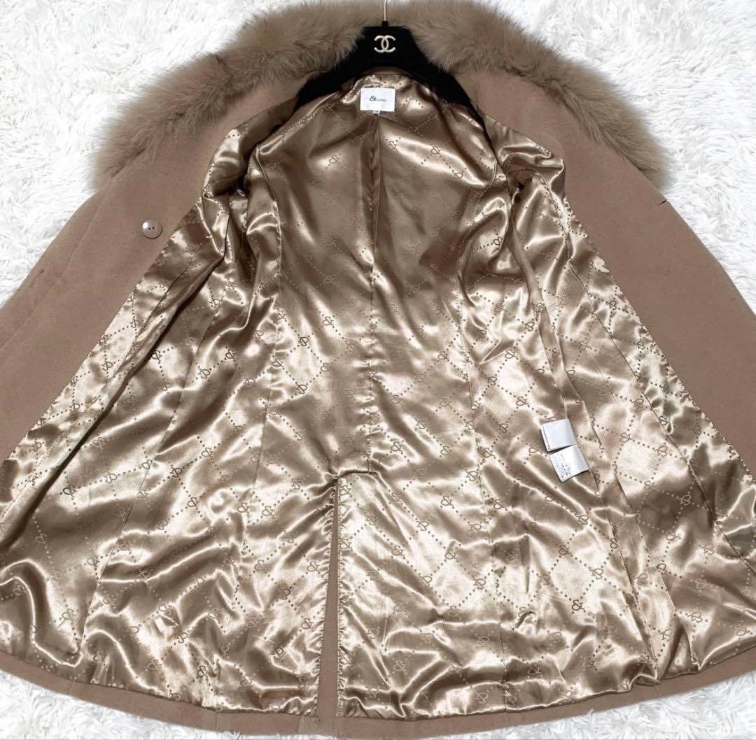 美品 PINKY&DIANNE ロングコート アン ゴラ フォックスファーM