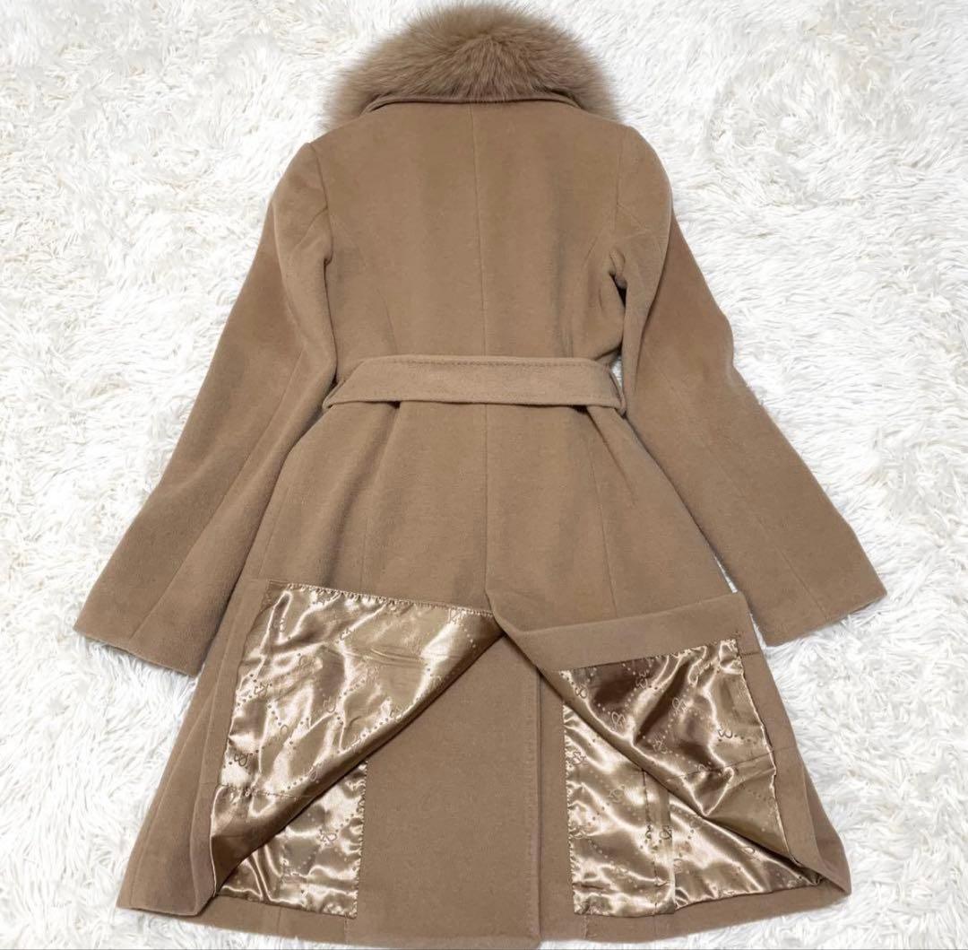 美品 PINKY&DIANNE ロングコート アン ゴラ フォックスファーM