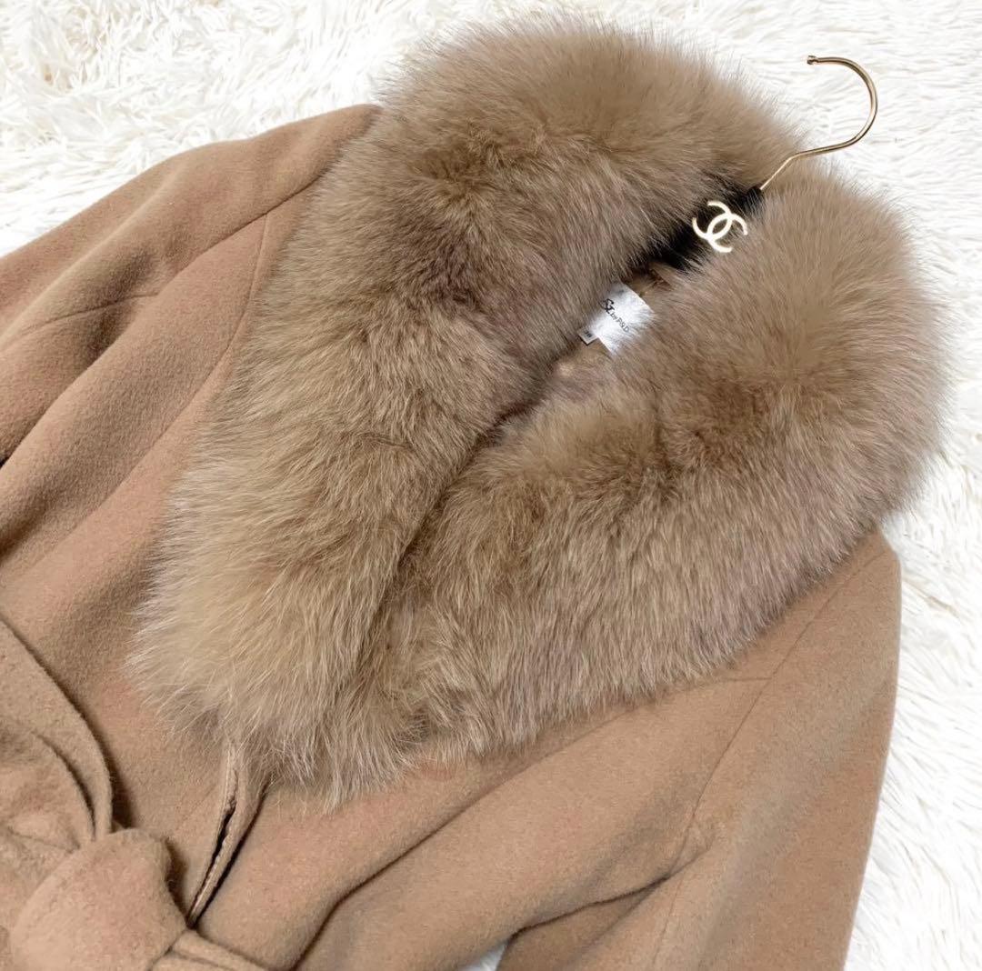 美品 PINKY&DIANNE ロングコート アン ゴラ フォックスファーM