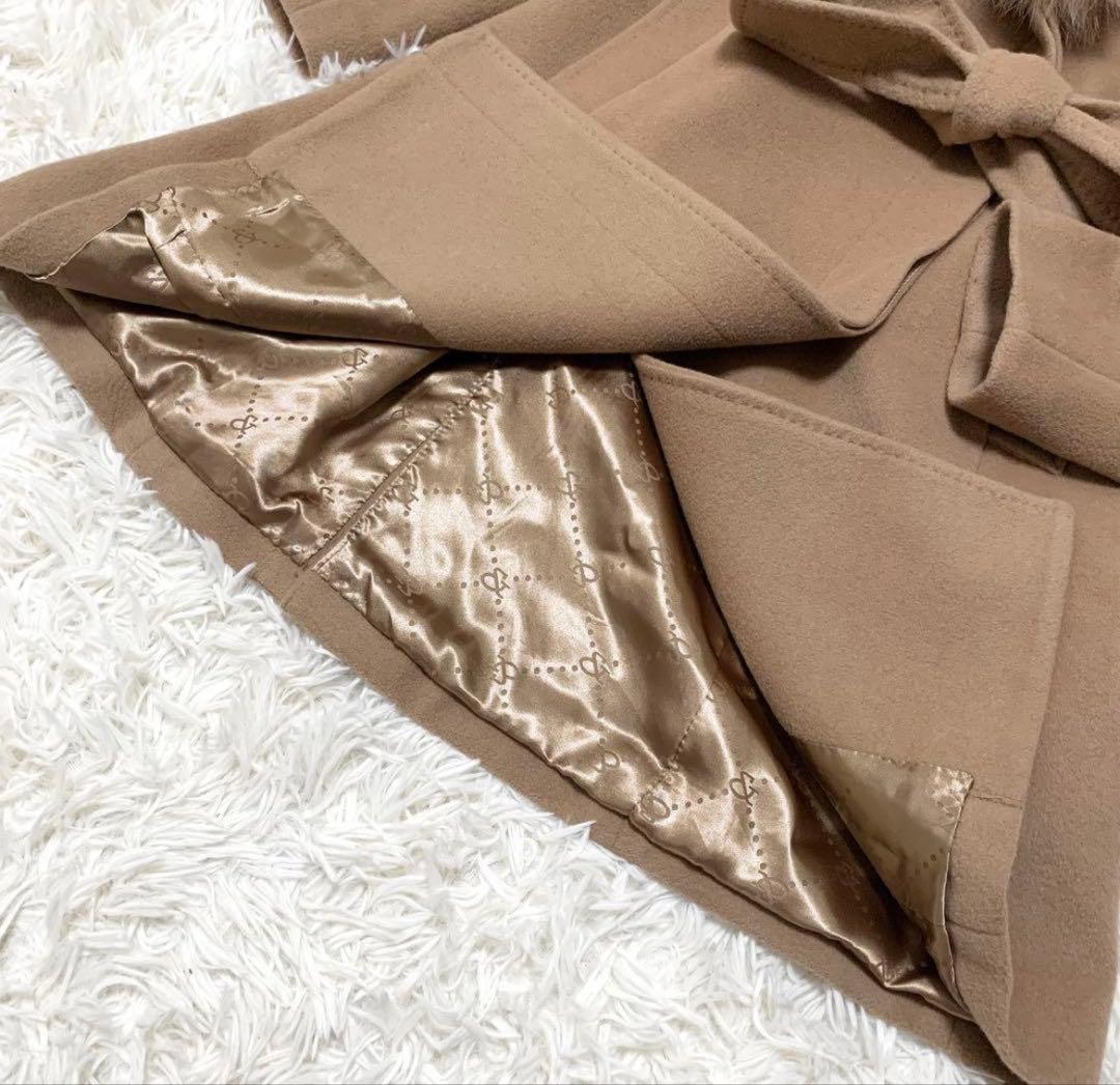 美品 PINKY&DIANNE ロングコート アン ゴラ フォックスファーM