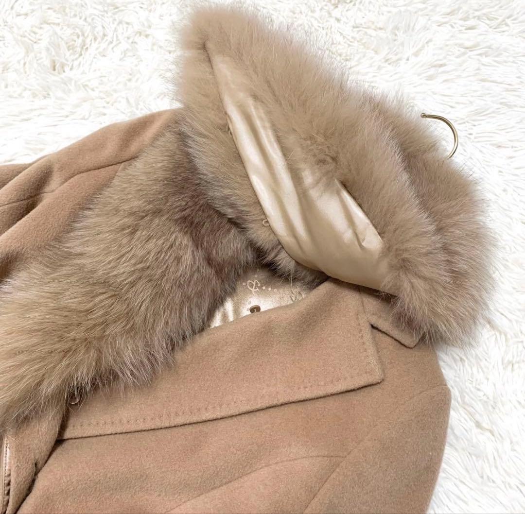 美品 PINKY&DIANNE ロングコート アン ゴラ フォックスファーM