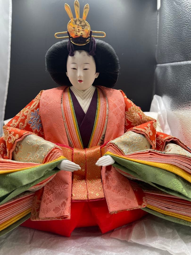 京雛平安松寿作　十二単衣　雛人形 15体　お道具一式　被布着