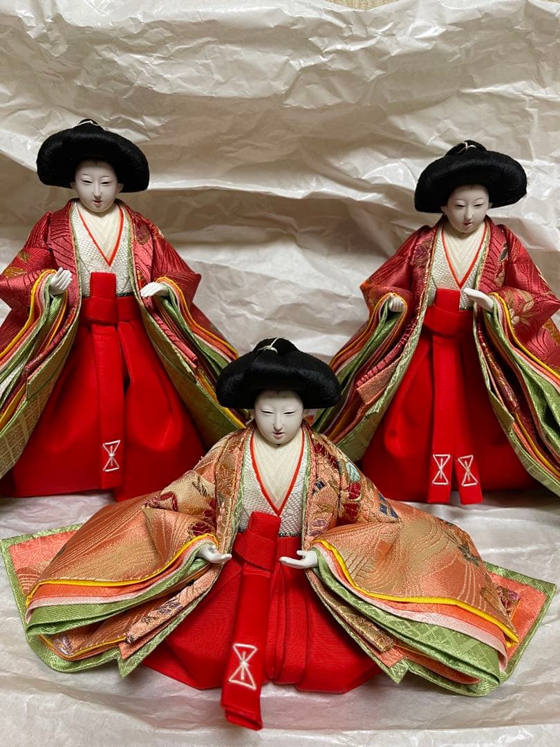 京雛平安松寿作　十二単衣　雛人形 15体　お道具一式　被布着