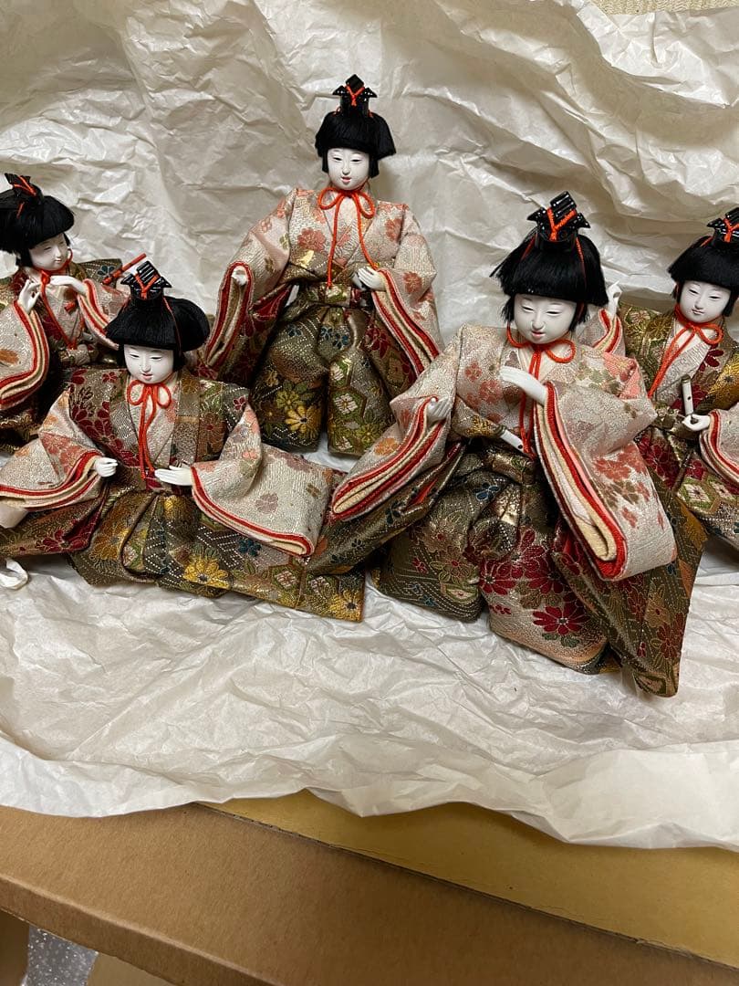 京雛平安松寿作　十二単衣　雛人形 15体　お道具一式　被布着