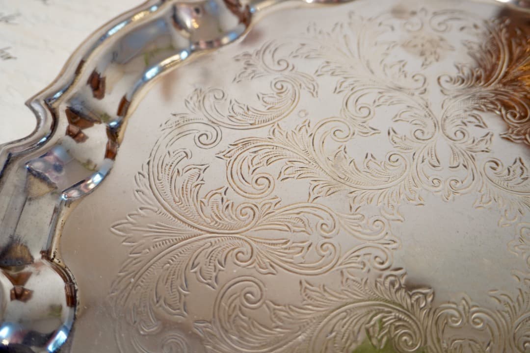 イギリス ヴィンテージ シルバープレート トレー③