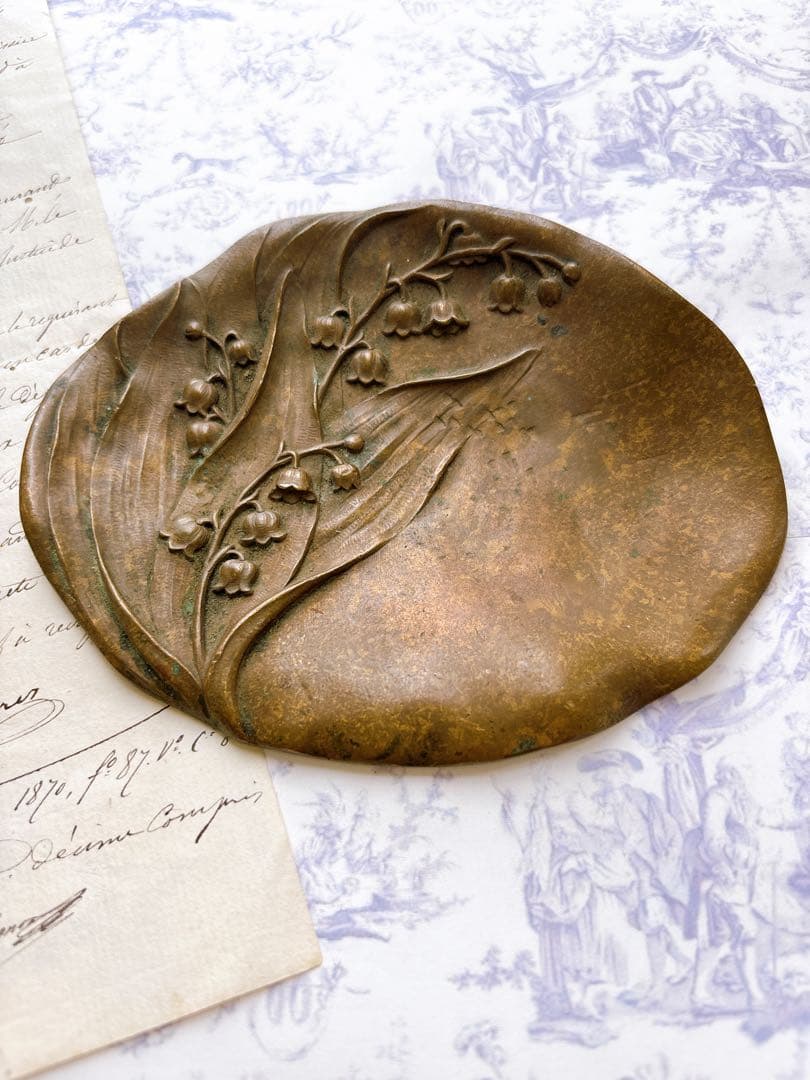 フランスアンティーク 真鍮製（丹銅）トレイ・すずらん フランス