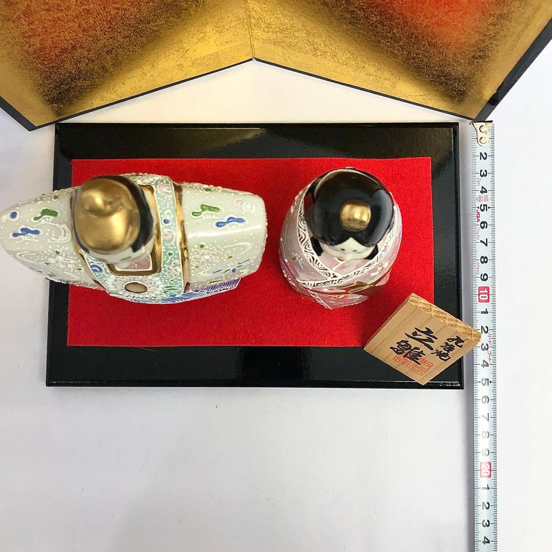 【13】九谷焼 雛人形 親王飾り 陶器製 5号 立雛 白 お雛さん 美品