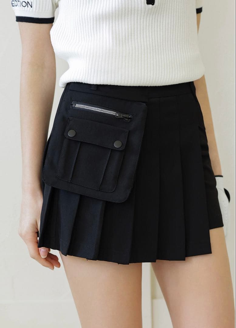 ゴルフ スカート ボトムス ファスナーポケット付プリーツスカート