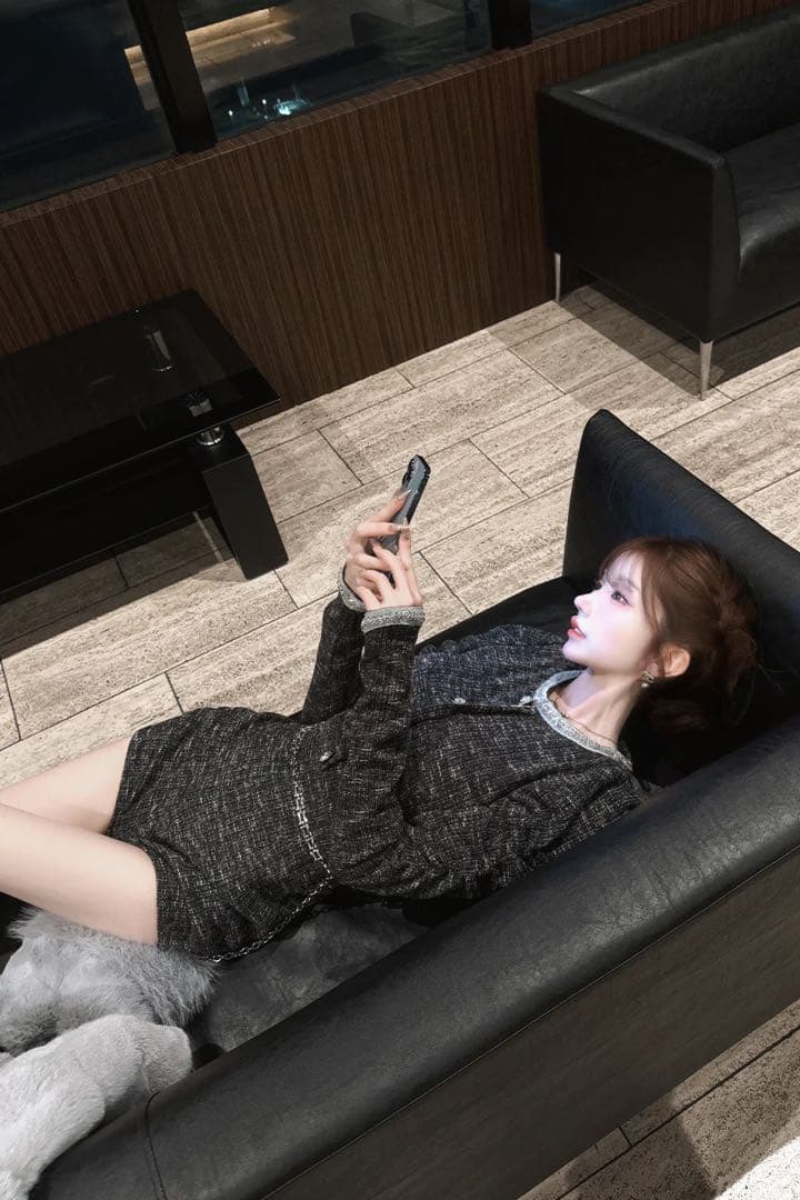 BELEARMIMI ベリアミミ デザインチェーンツイードコンビネゾン