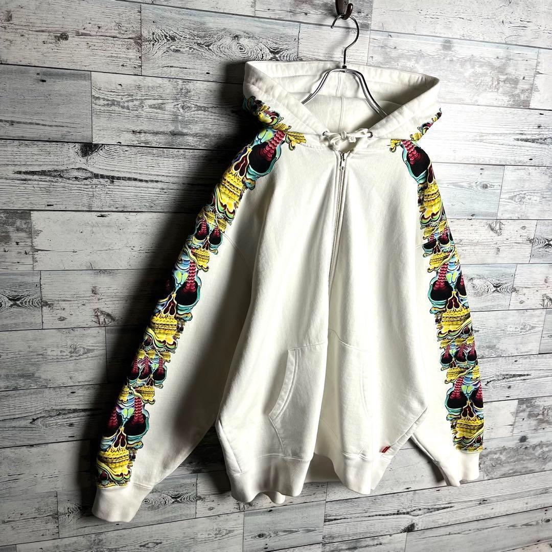 希少XLサイズ】シュプリーム︎刺繍ロゴ入り ジップアップ パーカー