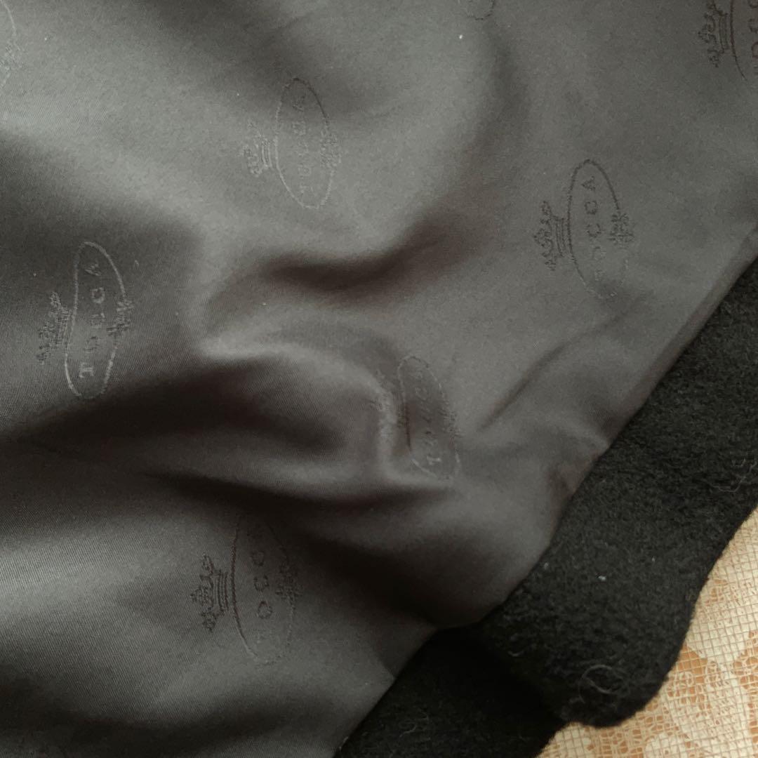 美品　TOCCA トッカ　ウール　スタッズ装飾　ステンカラーロングコート0黒