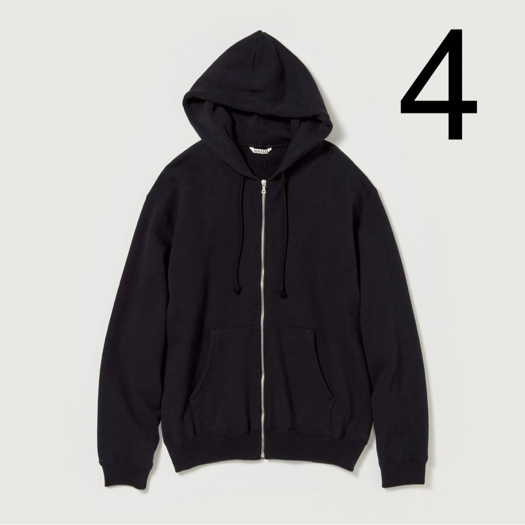 AURALEE HEAVY BD SWEAT ZIP PARKA BLACK 4