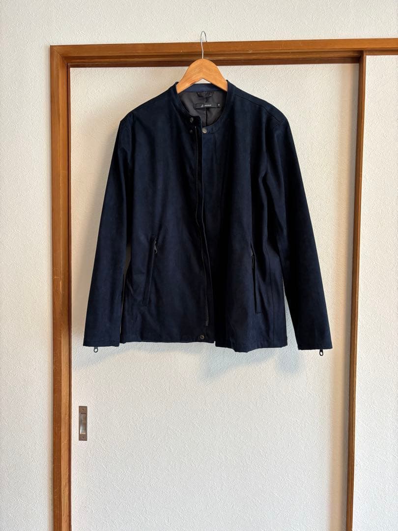 Johnbullネイビー ノーカラージャケット スエード風の通販はau PAY