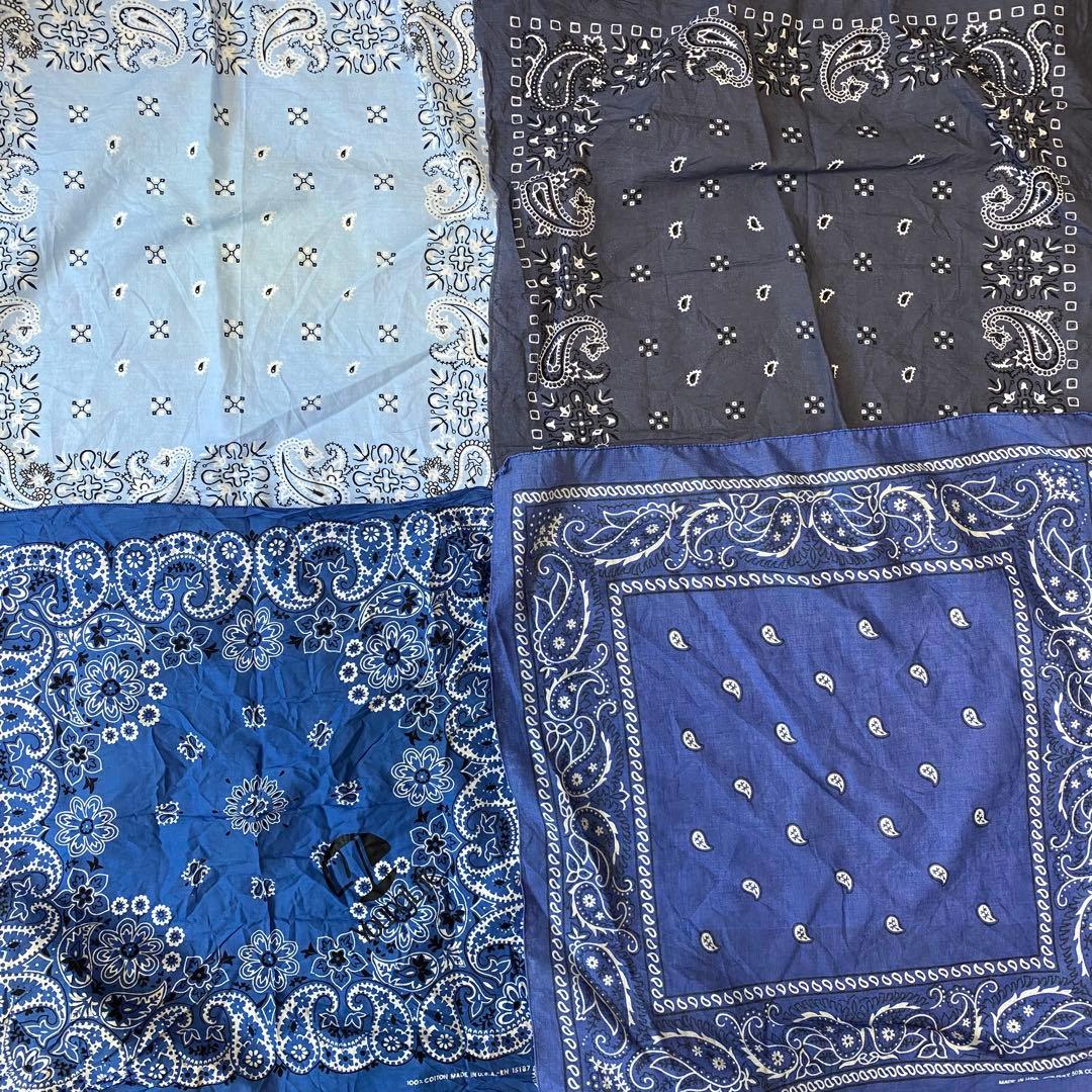 バンダナ まとめ USA製 古着卸 青系 14枚セット ユニセックス