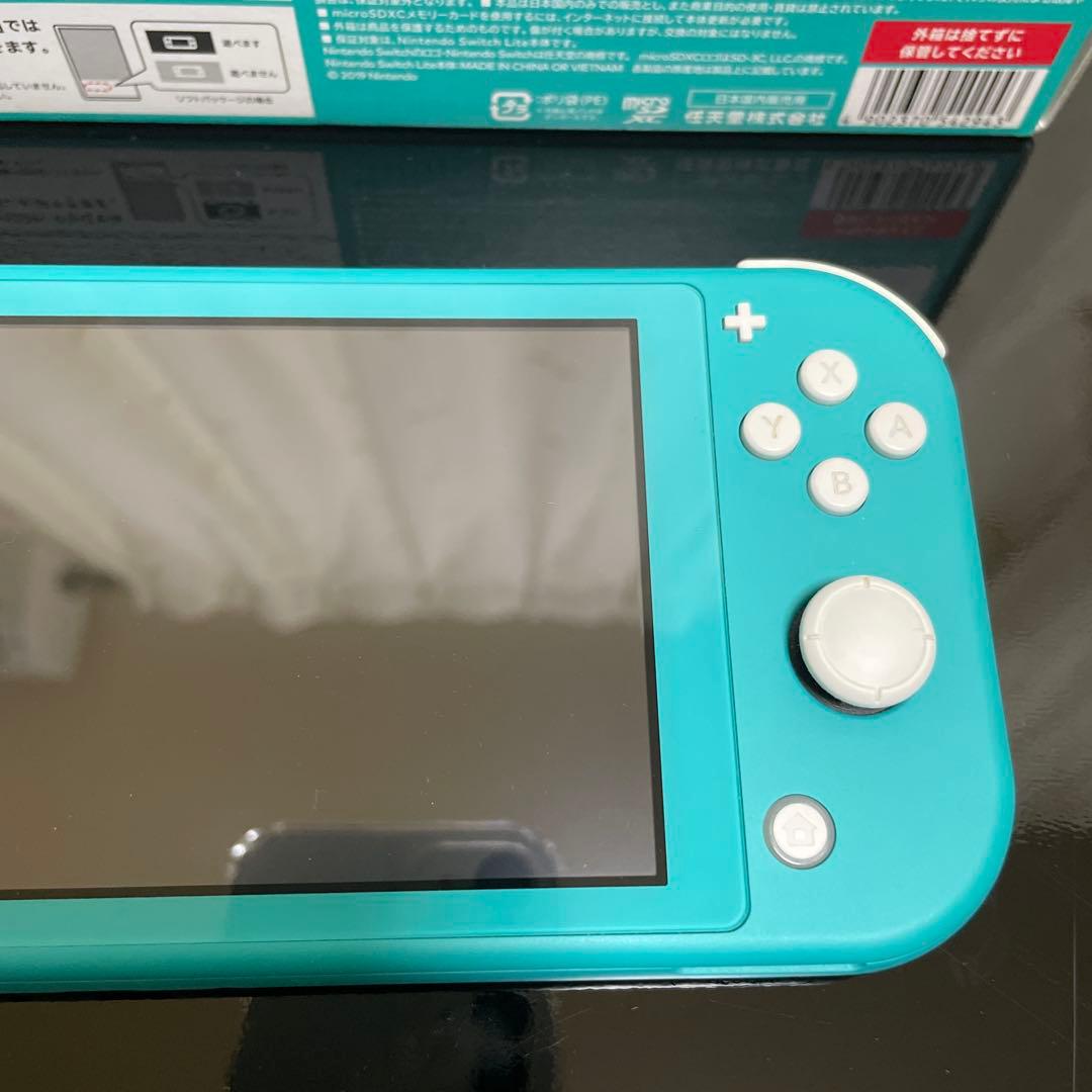 ニンテンドースイッチ lite ターコイズ 箱+SDカード+充電器+ケース付き