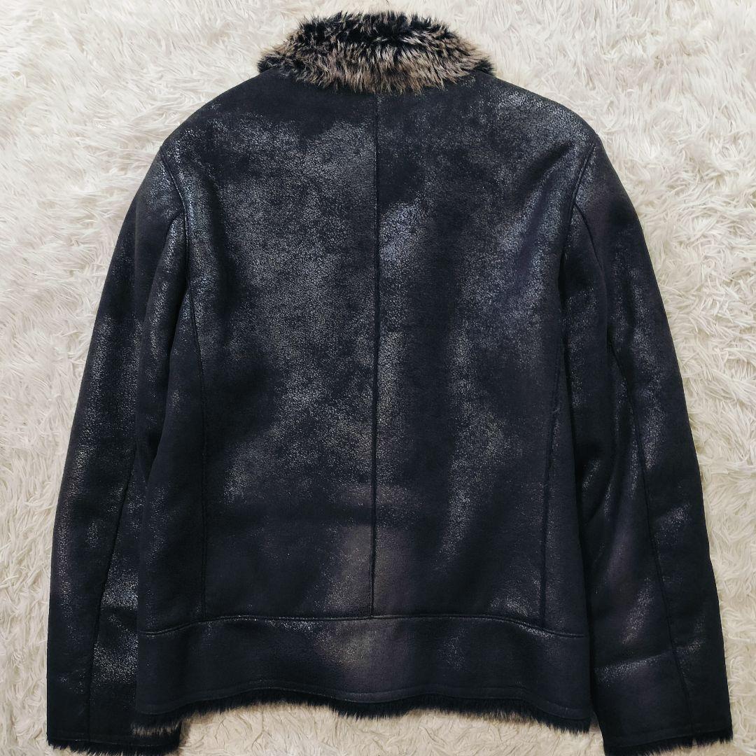 【美品】y2k フェイクムートン ボア B-3 ダブルジップ ブラック グランジ