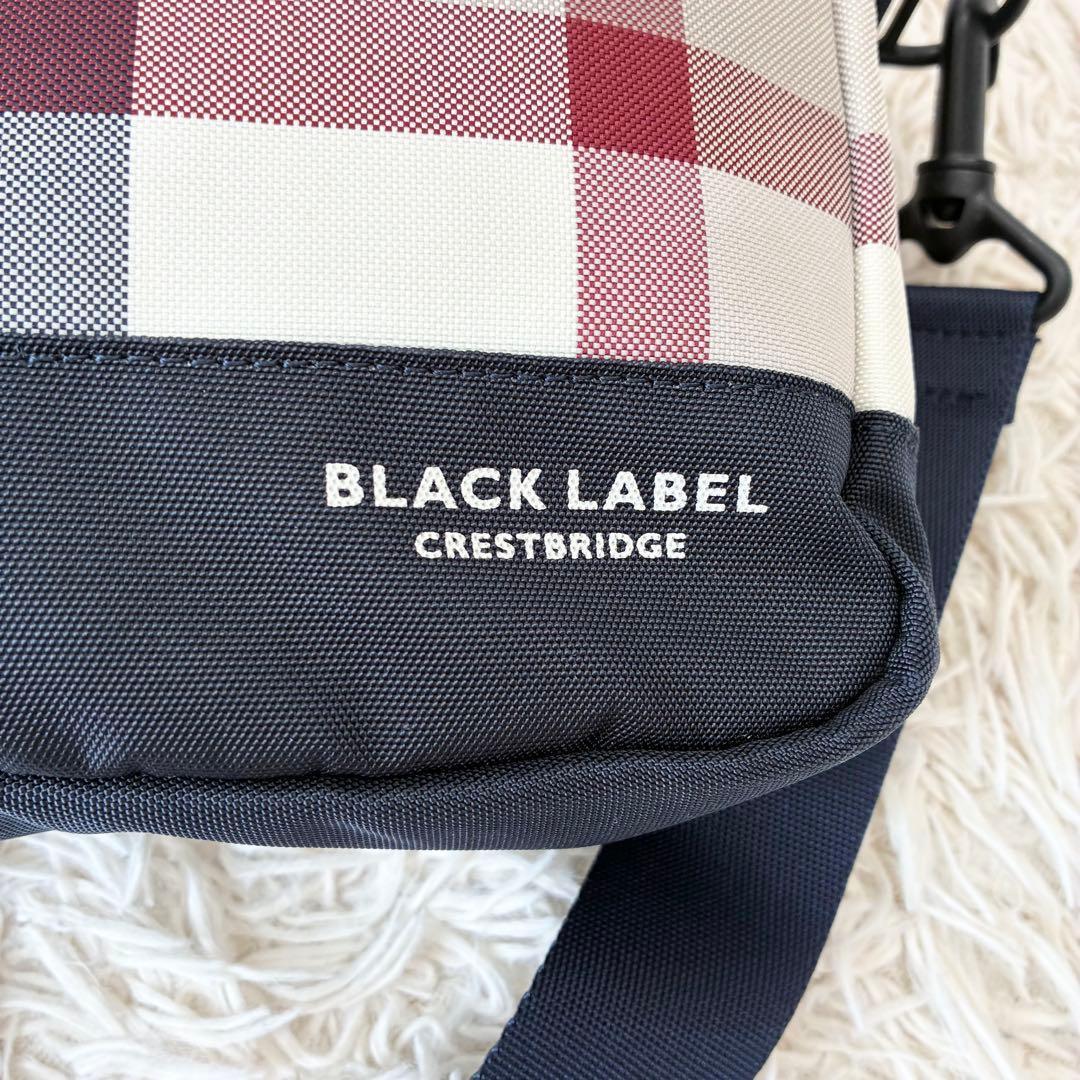 極美品 ブラックレーベルクレストブリッジ ナイロンショルダーバッグ チェック