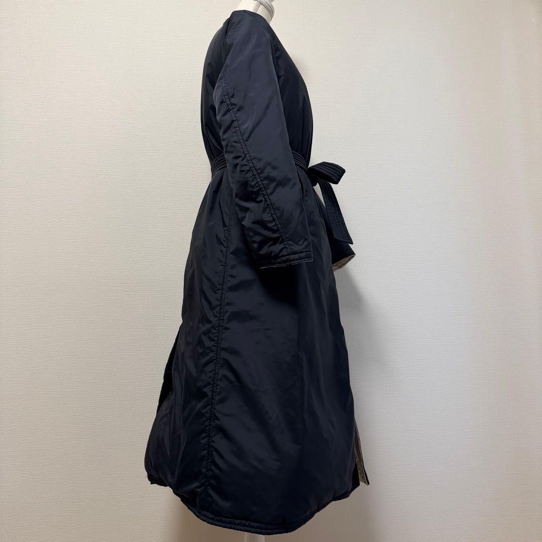 45R ナイロンダウンコート　ロングコート　フェザー　ベルトあり　日本製　紺　S