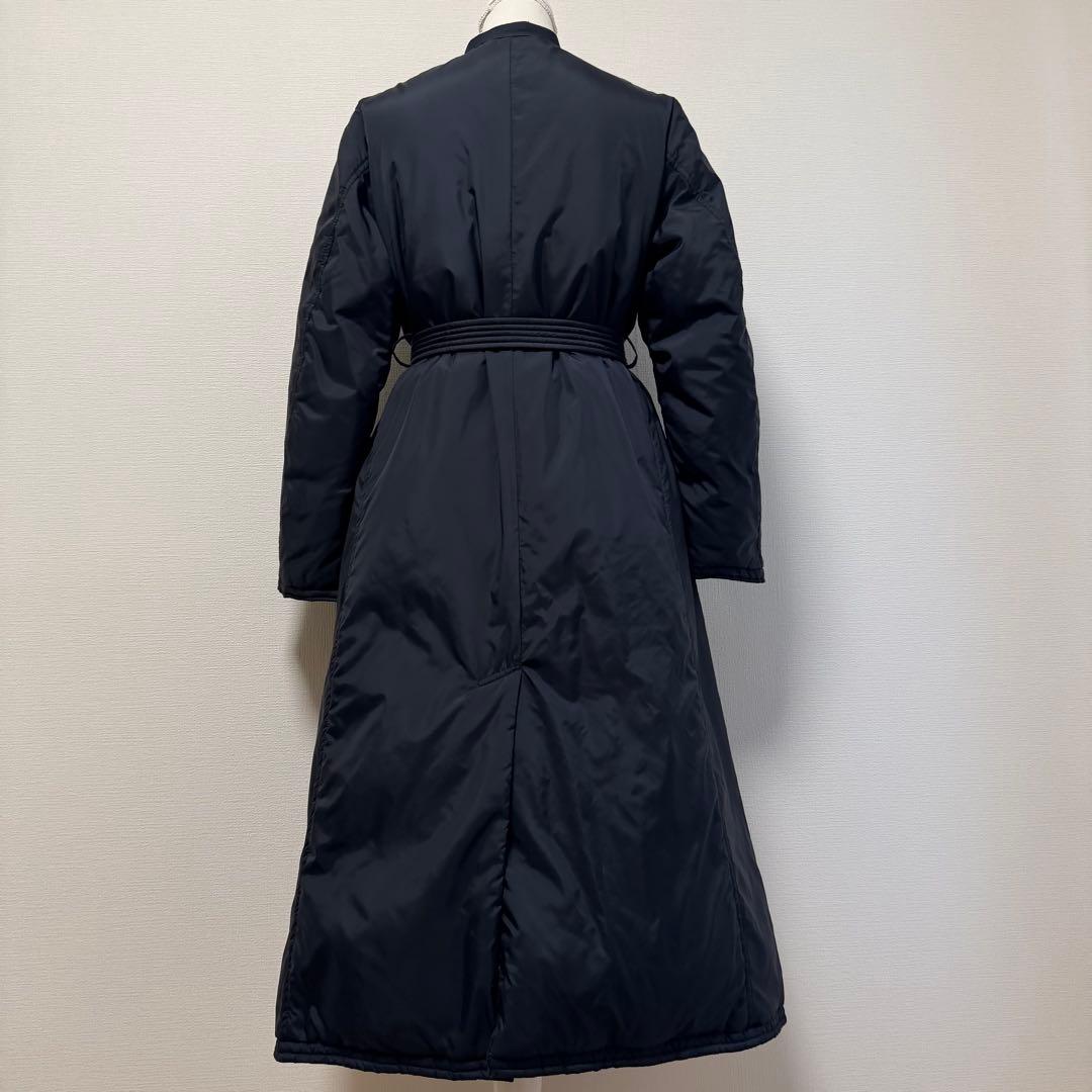 45R ナイロンダウンコート　ロングコート　フェザー　ベルトあり　日本製　紺　S