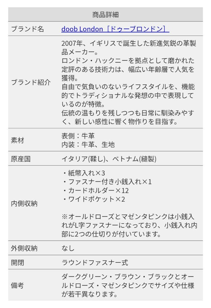 【doob London】 本革 ラウンドファスナー 長財布 定価27500円