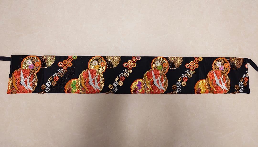 七五三 ジュニア帯 作り帯 正絹 一点物 鶴柄