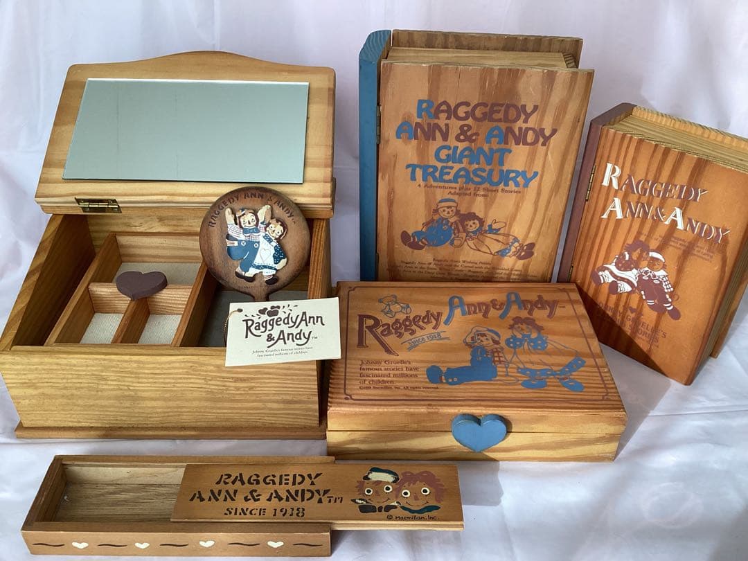 Raggedy Ann & Andy 木製小物入れ５点セット　カントリー雑貨