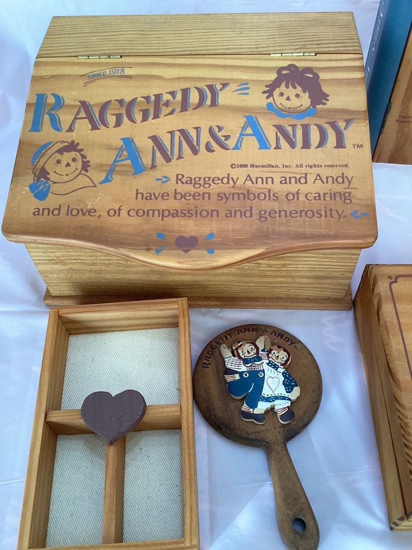 Raggedy Ann & Andy 木製小物入れ５点セット　カントリー雑貨