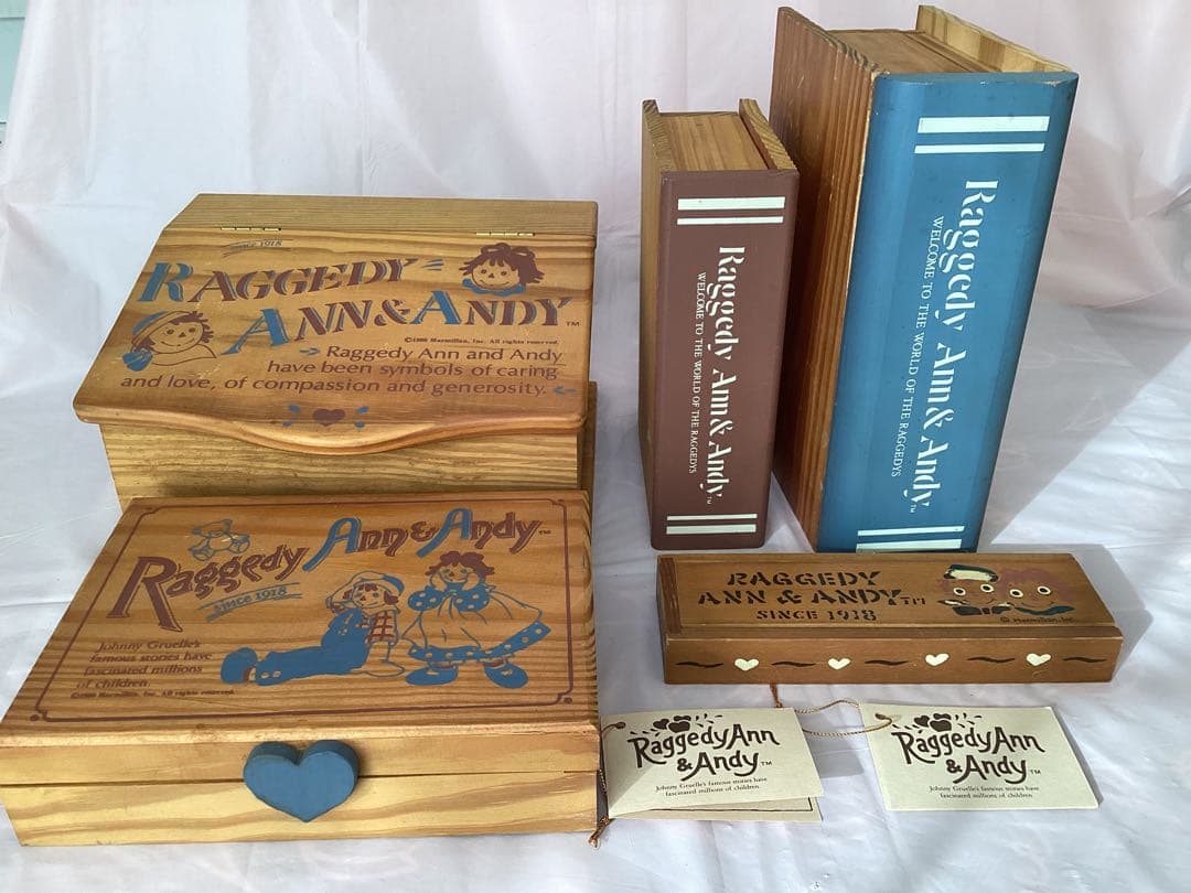 Raggedy Ann & Andy 木製小物入れ５点セット　カントリー雑貨